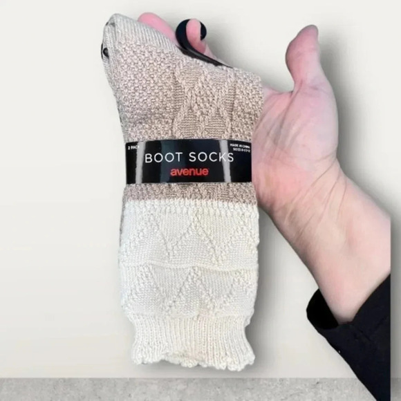 AVENUE BODY Diamond Socks 2 Pk - beige & brown dress socks ~ plus size 8 1/2 ~12 - Picture 4 of 9